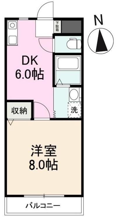 ガーデンハイツ三名弐番館(1DK/1階)の間取り写真