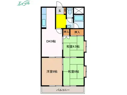 栄ビクトリーマンション(3DK/3階)の間取り写真