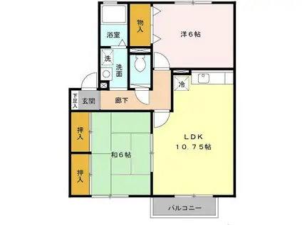 ファミールハイツ(2LDK/2階)の間取り写真