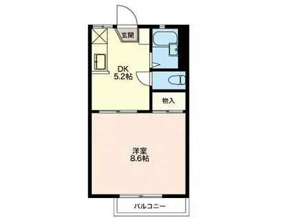 フレグランスりんどう(1DK/2階)の間取り写真