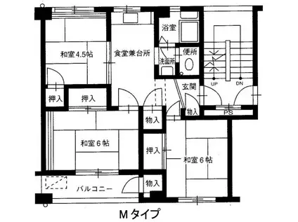 兵庫県公社 東垂水南5号棟(3DK/3階)の間取り写真