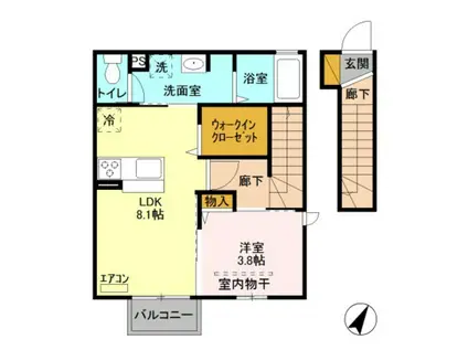 ステラコート若草(1LDK/2階)の間取り写真