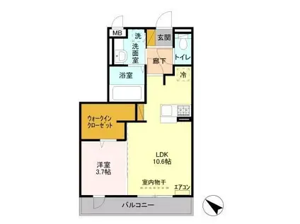 メルベーユおおたかの森 1号棟(1LDK/2階)の間取り写真