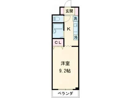 シャトーふじや(1K/1階)の間取り写真