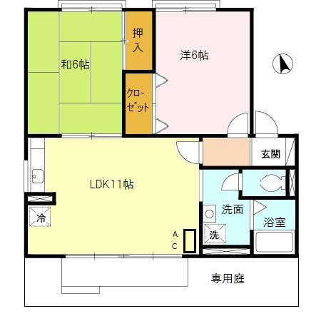 エクセレント山本(2LDK/2階)の間取り写真