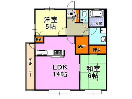 ヘーベル青木(2SLDK/2階)の間取り写真