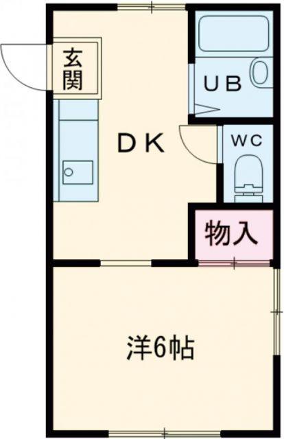 WISH河原町(1DK/2階)の間取り写真