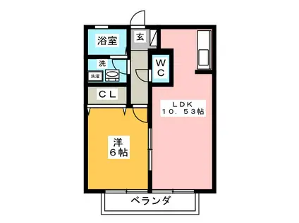 アヴニール(1LDK/2階)の間取り写真