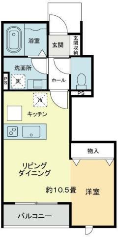 マビックエアーC(ワンルーム/1階)の間取り写真