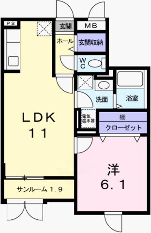サンリット・レジデンス(1LDK/1階)の間取り写真