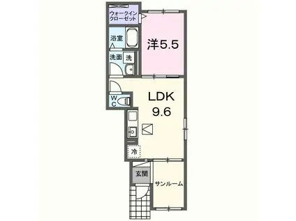 サンライズヒルズI(1LDK/1階)の間取り写真