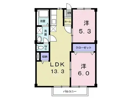 ベルデU II(2LDK/2階)の間取り写真
