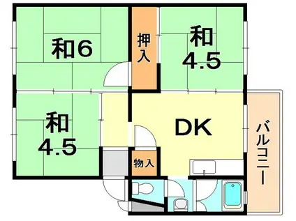 東垂水南(3DK/3階)の間取り写真