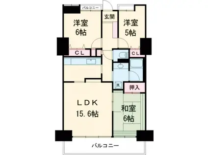 ダイアパレスロイヤルシティ東幸町(3LDK/7階)の間取り写真
