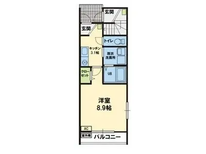 アイランドヴィレッジ本町(1K/1階)の間取り写真