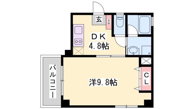 アビックス英賀保駅前(1DK/3階)の間取り写真