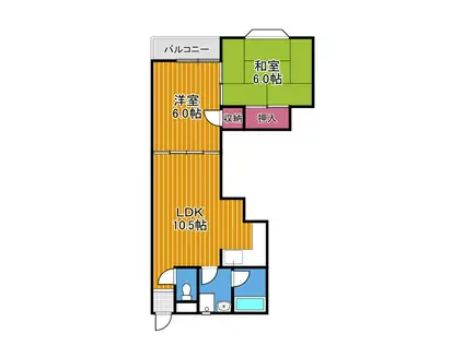 旭マンション(2LDK/4階)の間取り写真