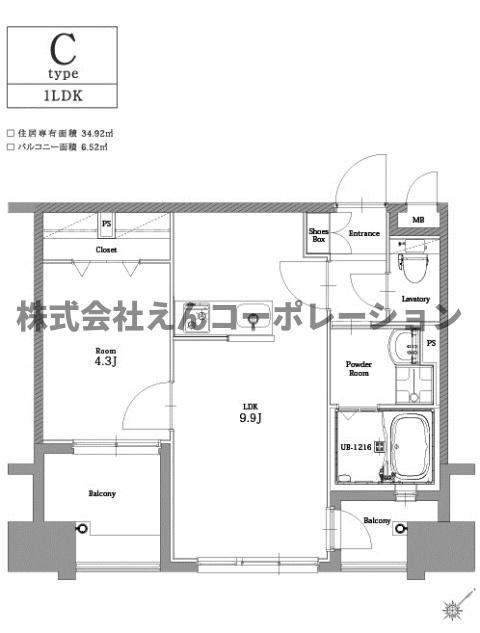 エンクレスト博多駅南CELES(1LDK/2階)の間取り写真
