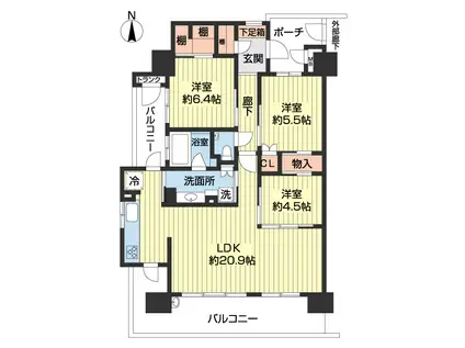 サーパス和歌山駅前(3LDK/5階)の間取り写真
