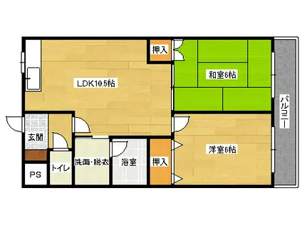 アンフォーラ宮脇(2LDK/3階)の間取り写真