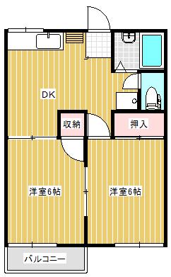 パークヒルズ(2DK/2階)の間取り写真