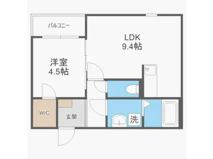 ケーエス博多駅南II(1LDK/1階)の間取り写真