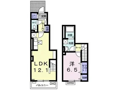 ルピナス(1LDK/1階)の間取り写真