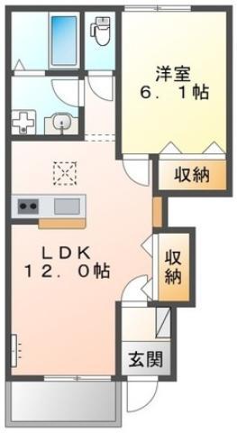 カネイコート日開野II(1LDK/1階)の間取り写真