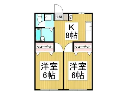 アネックスななくぼA・B棟(2DK/2階)の間取り写真