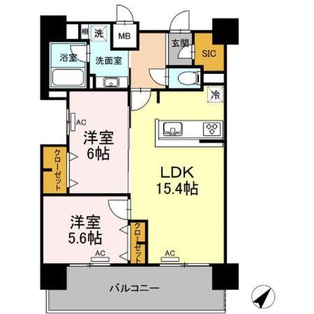ALOFTII 1003(2LDK/10階)の間取り写真