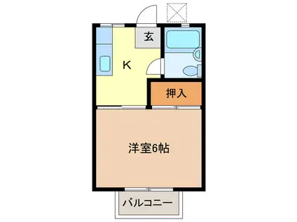 松浦ハイツ(1K/1階)の間取り写真