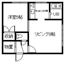 シャネル(1LDK/2階)の間取り写真