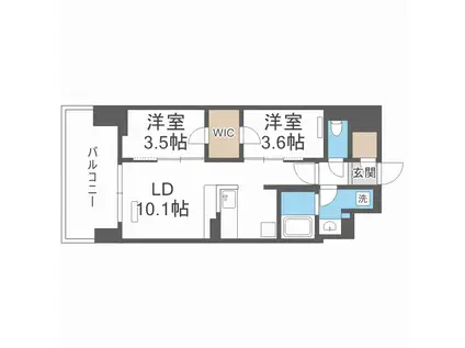 アーバネックス新町II(2LDK/6階)の間取り写真