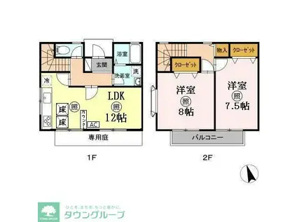 リバティー小林 AB(2LDK/1階)の間取り写真