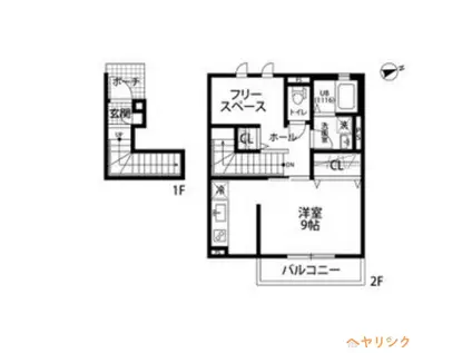 クレール ヴェールメゾンI(1K/2階)の間取り写真