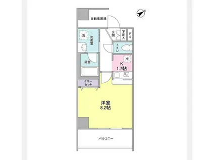 メゾンピオニー都立大学(1K/5階)の間取り写真