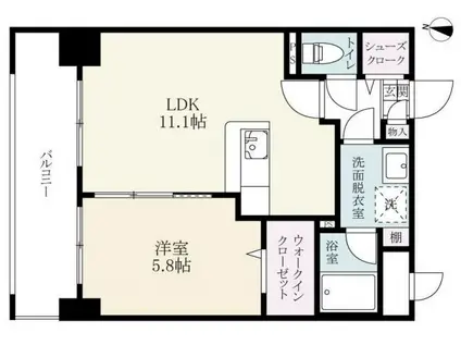 サンライズビル(1LDK/2階)の間取り写真
