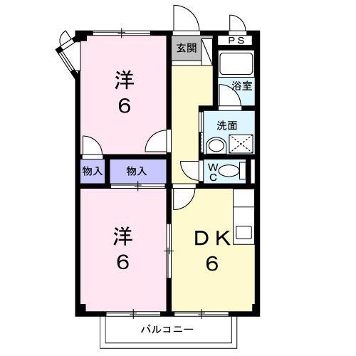 ソレイユ(2DK/2階)の間取り写真