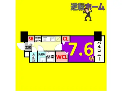 パルティール神宮南(1K/7階)の間取り写真