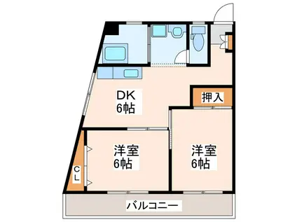 第1梅香園ビル(2DK/7階)の間取り写真
