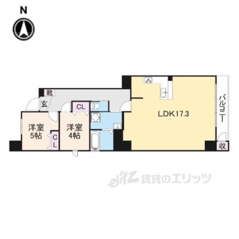 ベル・クローチェ京都洛央(2LDK/11階)の間取り写真