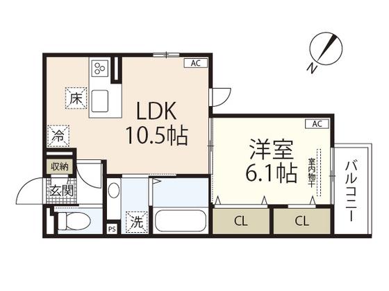 CAMPANELLA高須(1LDK/2階)の間取り写真