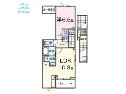 サニープレイス 古町(1LDK/2階)の間取り写真