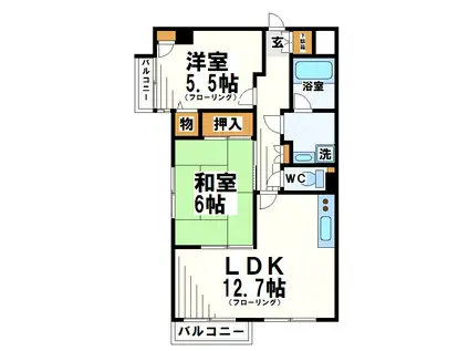 ベルグレイス八雲台(2LDK/1階)の間取り写真