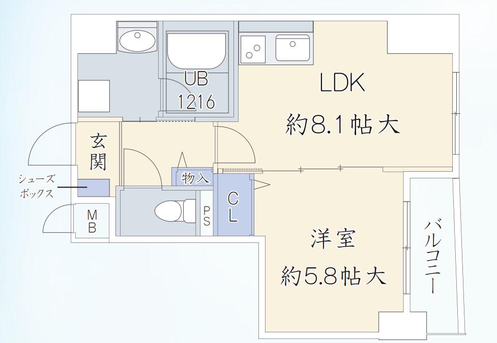プログレスコート梅田北(1LDK/9階)の間取り写真