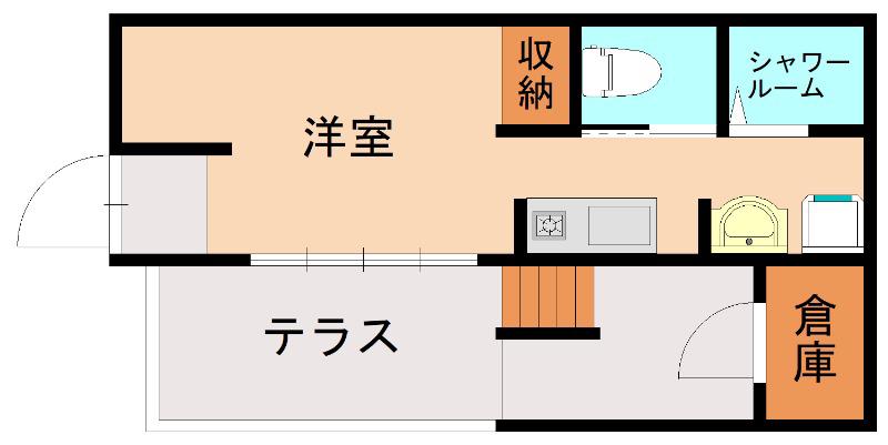 アゲル宮司浜B(ワンルーム/1階)の間取り写真