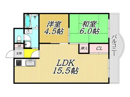 リアライズ立花(2LDK/2階)の間取り写真