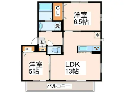 アメイジンググレイス (2LDK/2階)の間取り写真