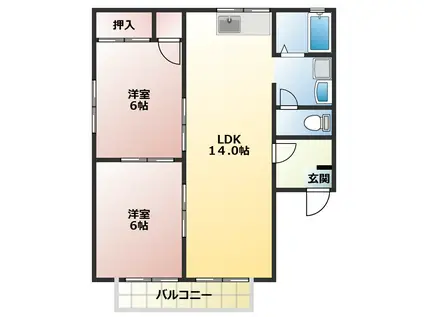 セジュールつきじ(2LDK/2階)の間取り写真