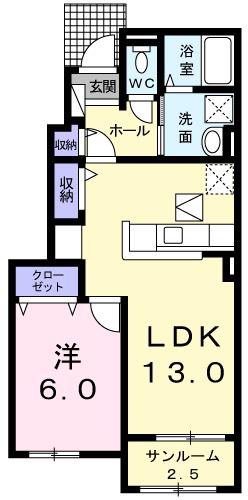 エスペランサ(1LDK/1階)の間取り写真